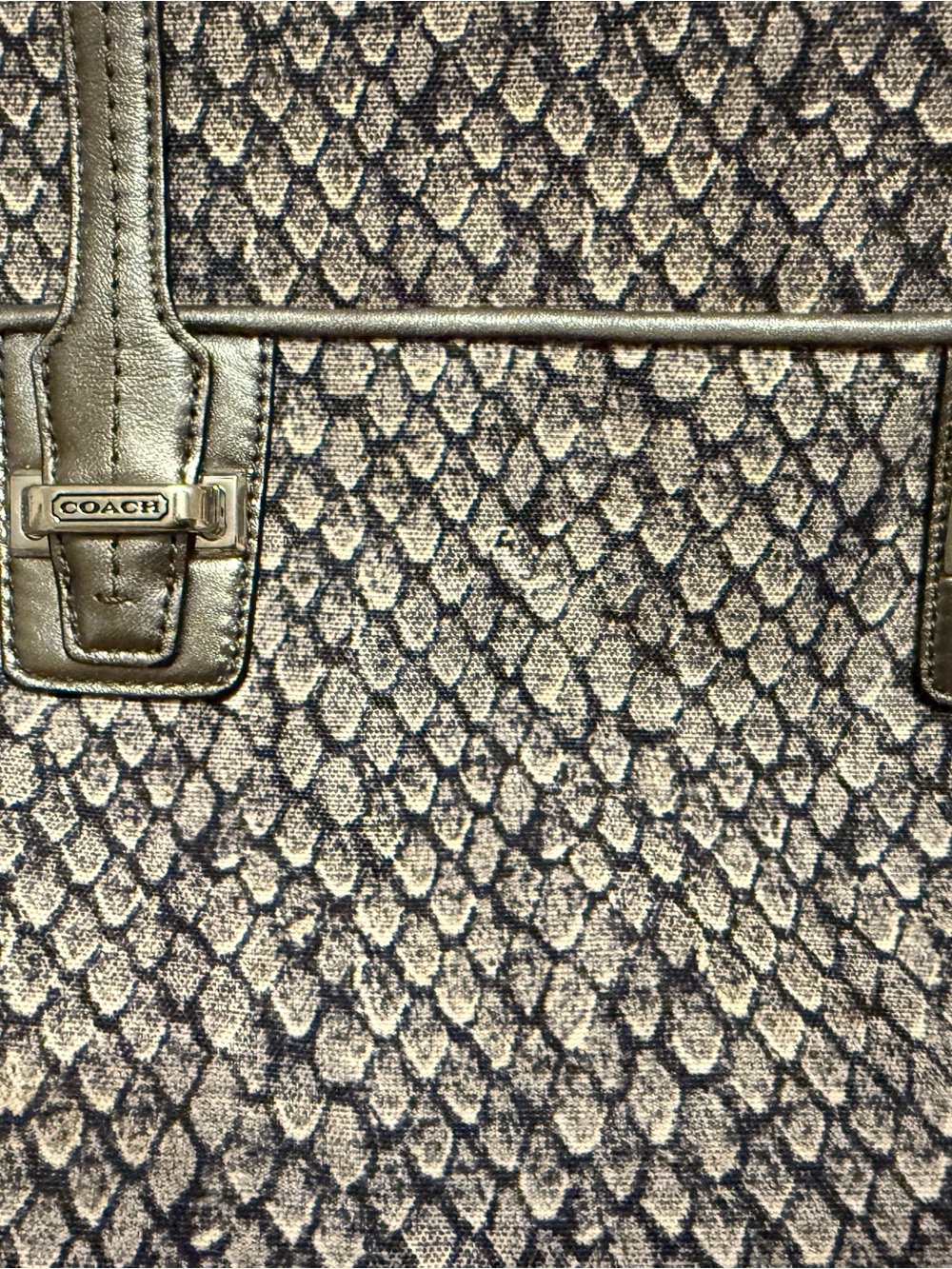 Coach Gray Python Patterned Tote with Metallic Trim - Picture 4 of 15